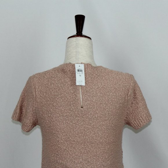 NWT Ann Taylor Blush Pink Open Stitch Short Sleeve Crew Neck Sweater - Picture 3 of 3
